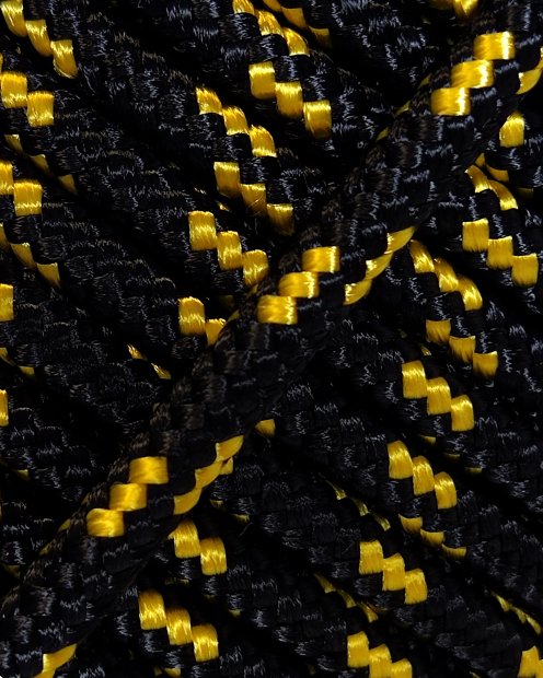 Cuerda yembé reforzada PES 4 mm Negro / amarillo fluo 100 m